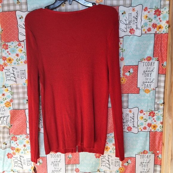 NWT INC LONG SLEEVE WOMENS RIBBED SQUARE NECK FULL ZIP SWEATER - Picture 4 of 6